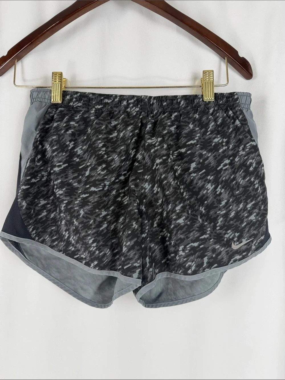 Nike Women’s Black and Gray Camo Running Shorts